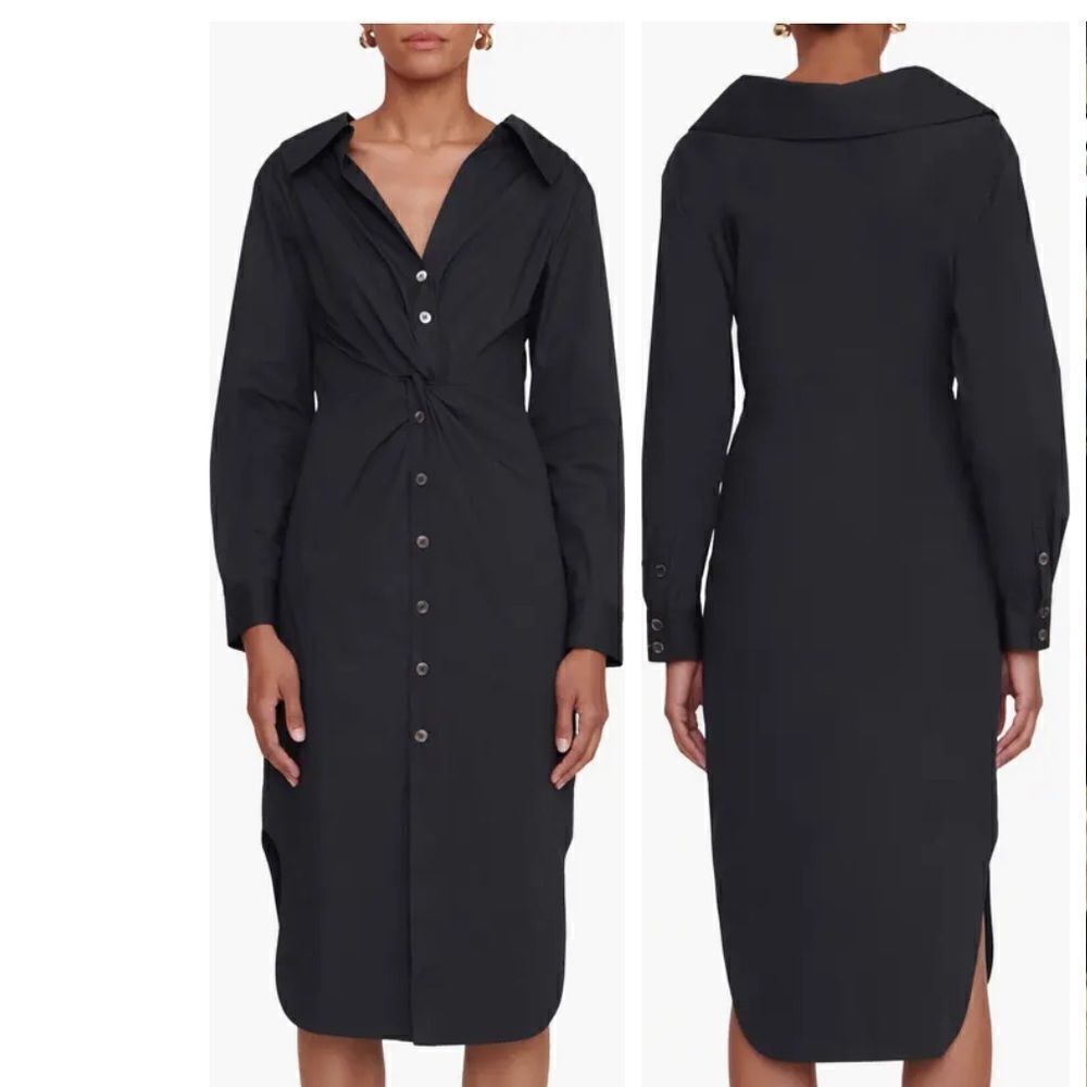 STAUD Clea Front Twist Long Sleeve Shirtdress - Picture 1 of 4